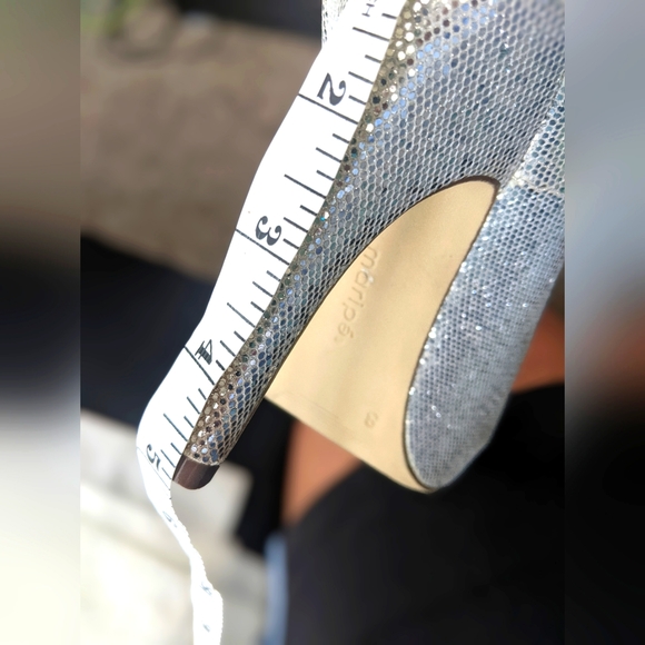 Maripe Silver Shimmer Peep Toe Heels - Picture 7 of 7